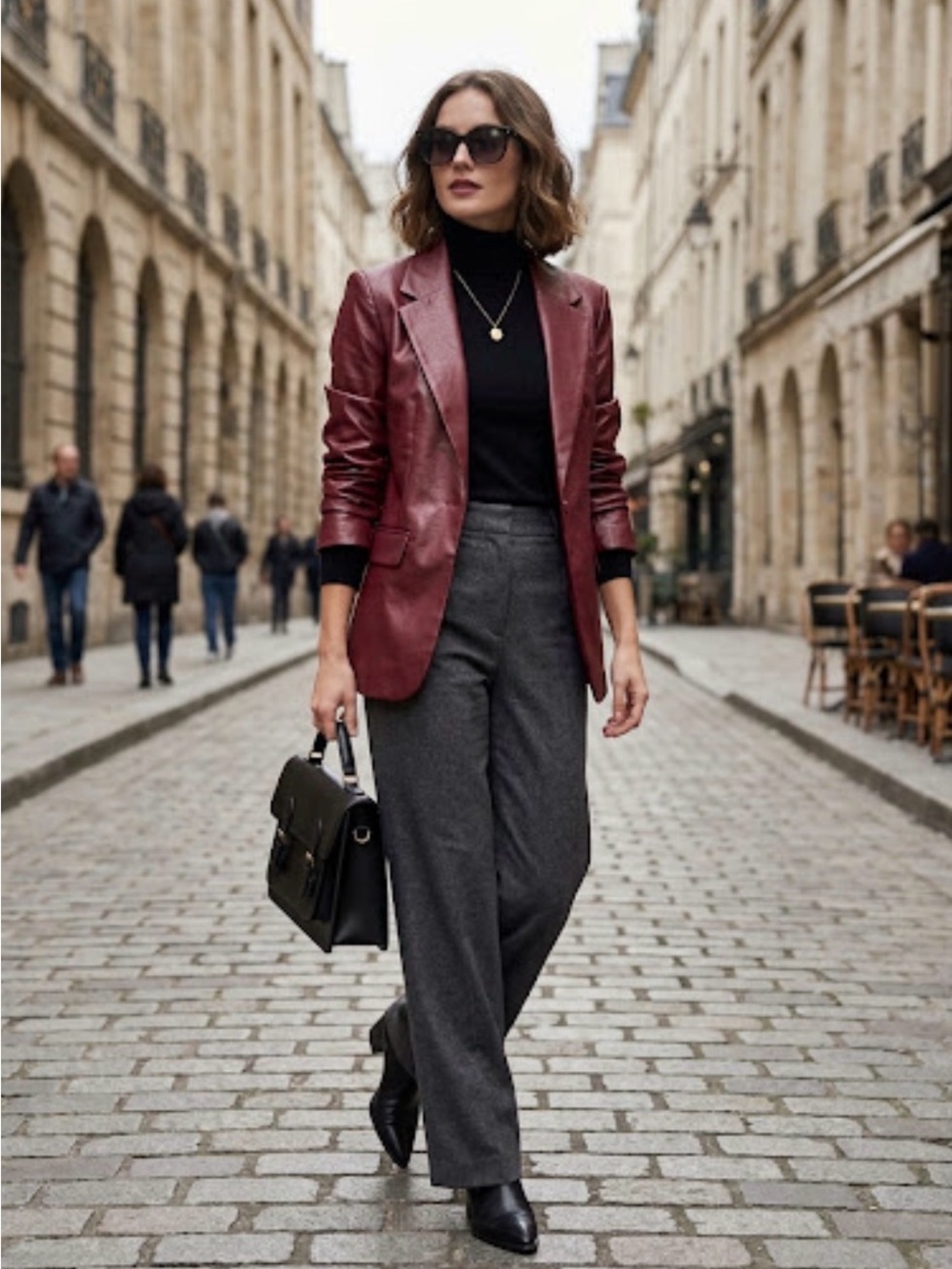 ESQUALO Burgundy Ruched Sleeve Blazer | Size 4 | Excellent Condition
